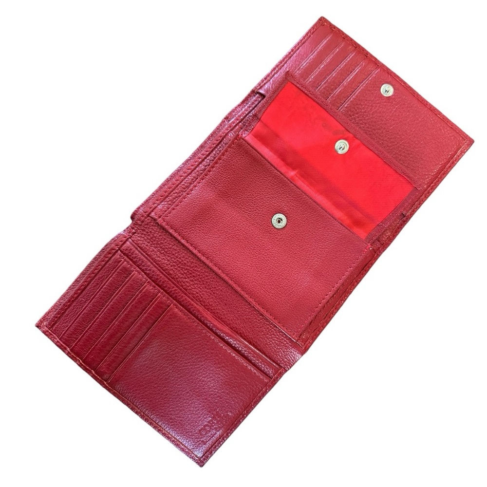 Corti Milano Red Leather Compact Trifold Card & Coin Leather Wallet ~Milan Italy - Picture 12 of 13